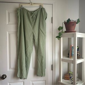 Baevely cotton wide leg stripe green pants 3x nwt
